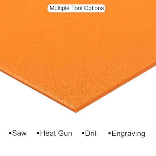 Image of ABS Plastic Sheet 12 x 12 Inch,Flexible Plastic Sheets 1 /12 Inch Thick Thermoplastic Sheet with Leather Texture Dark Orange for DIY Crafts Decors 3Pcs
