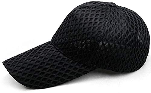 Gorras Beisbol Verano Sombrero Hombre Malla Gorra Mujer Transpirable Snapback Cap Visera Curvada Gorra de Béisbol Color Sólido Gorra de Beisbol(Negro-prolongar,L)
