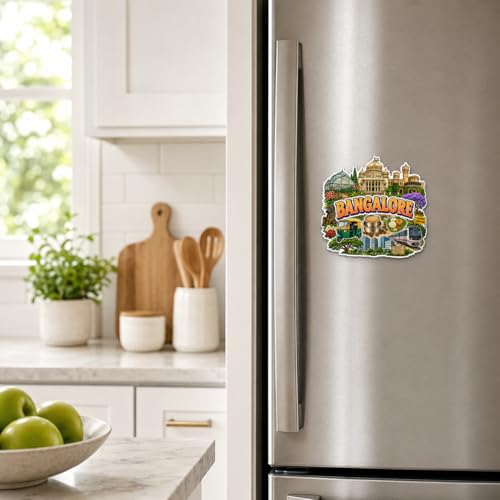 Image of Zesta Wooden Fridge Magnets Set | Refrigerator Decor Magnets for Kitchen | India Souvenir Fridge Magnet Collection | Wooden Magnet for Fridge Door Decoration (Bangalore)