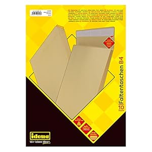 Idena 346096 Envelop B4, Zelfklevend Zonder Venster, 4 cm Bodem, Bruin, 250x353x40 mm, 10 Stuks