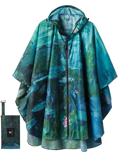 Image of SaphiRose Adult Rain Poncho Waterproof Hooded Zipper Raincoat with Pockets | OEKO-TEX Certified 100% Polyester, Lightweight Packable Storage Pouch, Heat-Sealed Seams, Quick-Dry for Outdoor Hiking