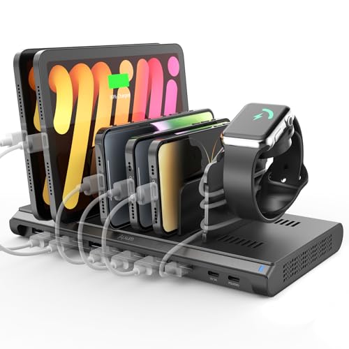 Alxum USB 充電ステーション 120W 10ポート IPad 充電スタンド 複数 QC3.0*1+USB C*1+PD 45W 急速充電 10台同時充電 PSE認証済 スマホ卓 41sLnTsP3hL.jpg