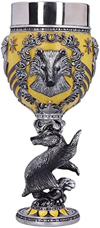 Nemesis Now Harry Potter Hufflepuff Hogwarts House Collectible Goblet, Resin, Yellow Silver, 19.5cm