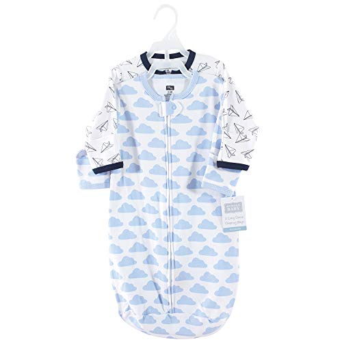 Image of Hudson Baby Wearable Safe Long Sleeve Cotton Sleeping Bags, Airplanes 2Pk, 0-3 Months