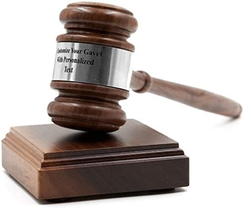 Personalized Wooden Walnut Gavel w/Square Sound Block (Silver Band)