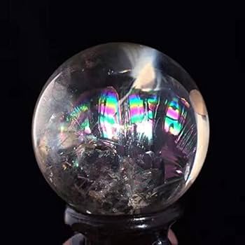 Amazon.co.jp: 天然水晶玉 虹入り 水晶玉 丸玉 原石 白水晶原石