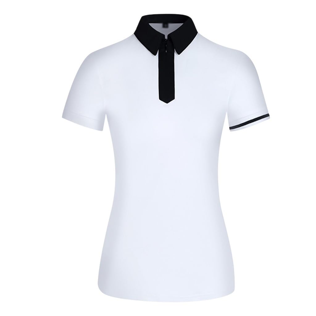 Polo de Manga Corta para Mujer 3 Botones Ligero Casual Deportes Humedad Wicking Slim Fit T-Shir