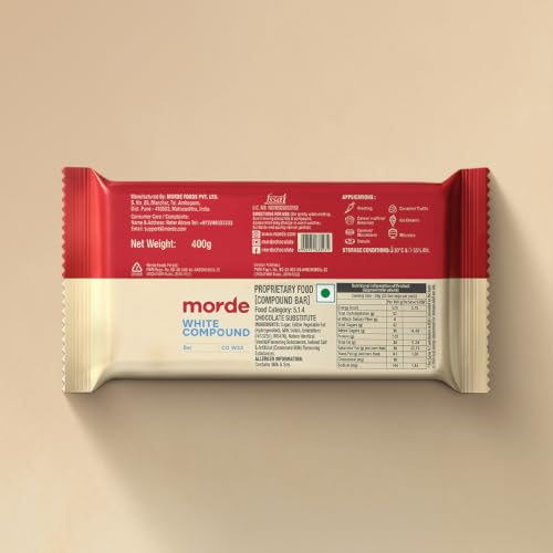 Image of Morde White Compound Bar (CO W33) - 400g | Ideal for Baking, Frosting, Chocolate Making, Ice Creams & Desserts