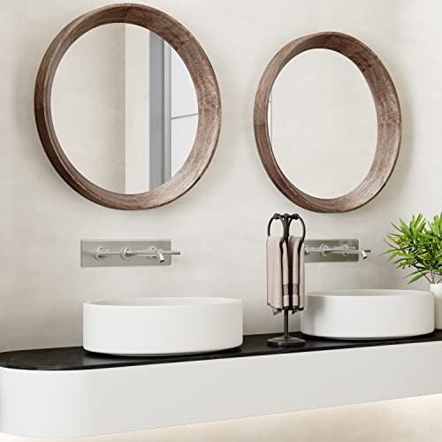 Porte-serviettes 2 anneaux bronze fixation murale solide