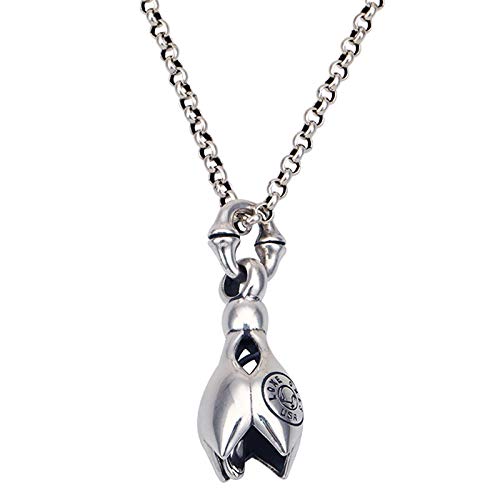 Pendentif cloche fleur argent S925 rétro : collier unisexe au style exagéré et exquis
