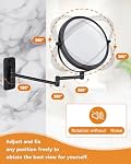 Wall Mounted Makeup Mirror - 1X/10X Magnifying Mirror for Wall, 8 Inch Double Sided 360° Swivel Extendable Bathroom Mirror for Shaving, Black DECLUTTR