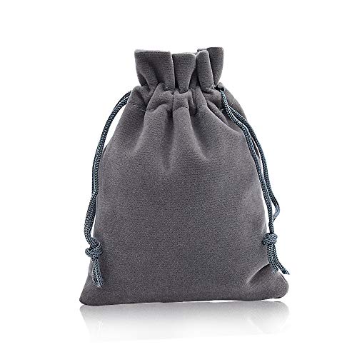 YFZYT 20 Piezas Bolsas de Terciopelo de Color sólido Elegante, Bolsos de Joyas Bolsillo de Caramelo Empaquetado para la Fiesta Favor de la Boda Almacenamiento - 5 * 7 cm, Gris Cover