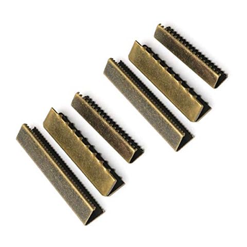 PZRT 6pcs Belt Buckle End Tip For Cotton Webbing Fabric Projects Ending (2 x 30mm + 2 x 35mm + 2 x 40mm), Bronze, , Small Cover