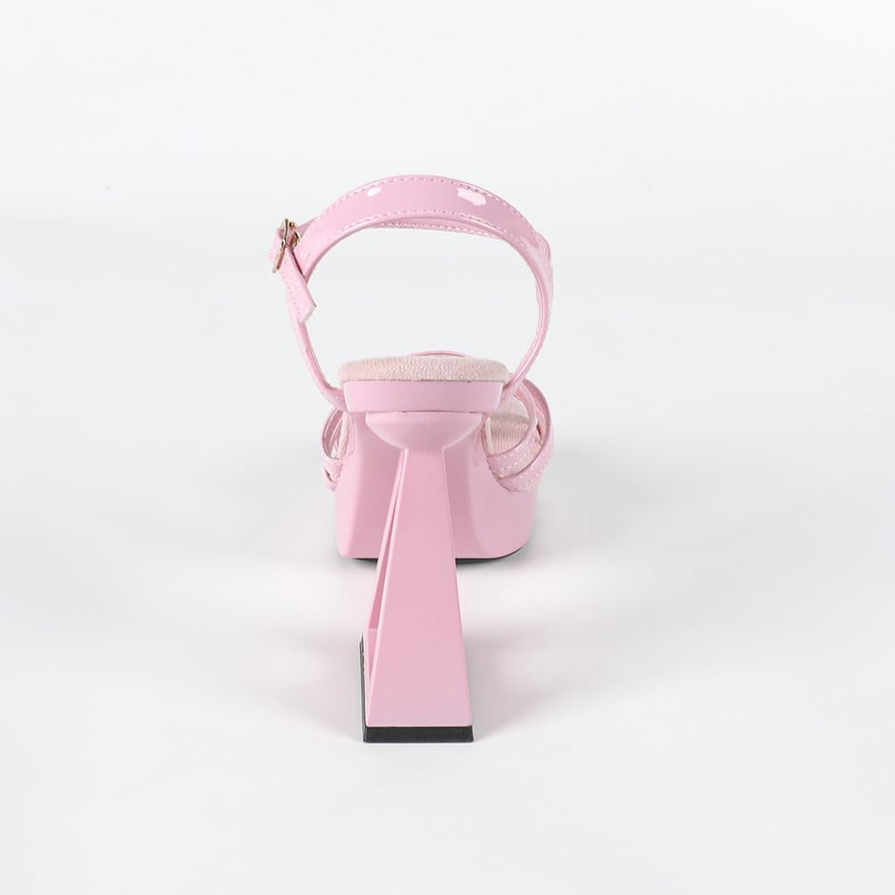 Tacchi Alti da 12 cm da Donna | Sandali con Tacco Grosso, Punta Quadrata e Plateau Antiscivolo per Matrimoni in Spiaggia, Balli Nuziali e Serate in Discoteca