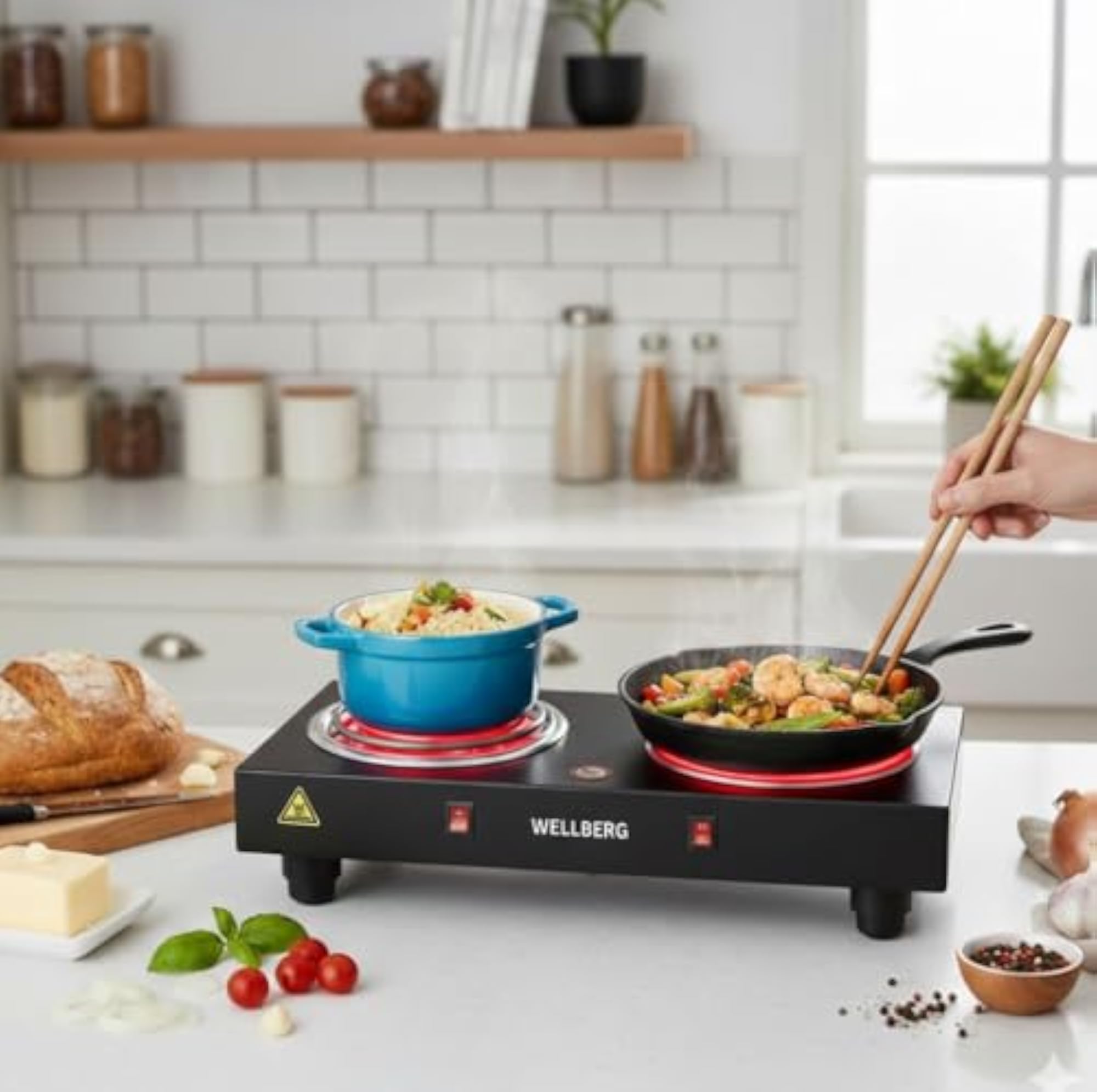 Electric Double Hot Plate, 2000W Portable Cooking Heater