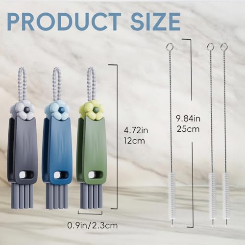 Image of 6 Pack Cup Lid Cleaning Brush Set with 3 Straws, Multifunctional Bottle Brush, Cup Lid Gap Cleaner, Durable Bristle Crevice Cleaning Brush,Flat End Brushes