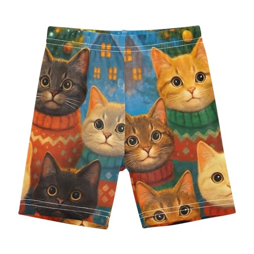 Girls Biker Shorts Toddlers Cotton Under Dress Shorts Funny Seven Cute Cats Festive Sweaters Dance Clothes 4t