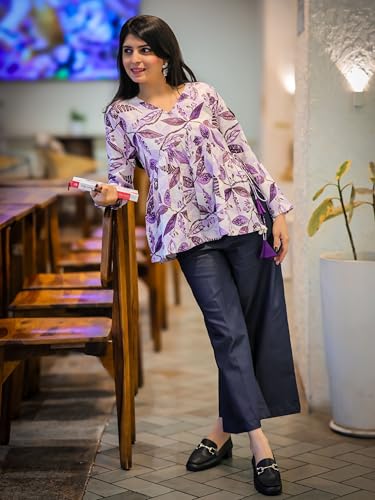 Image of Youthnic Women's Poly Rayon Printed Alia Cut Peplum Top | Top for Office | Women's Tunics | Short Kurti Women| Regular Fit