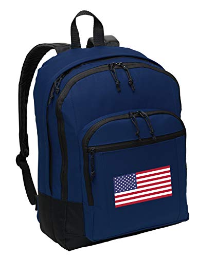 Broad Bay Classic American Flag Backpack Medium USA Flag Backpack Laptop Sleeve