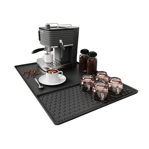 YCDZSW Alfombrilla de Silicona para Cafeteras, Alfombrilla de Silicona Multifuncional, con Borde Resistente a Derrames, para Cafeteras, Escurreplatos (Negro,Tipo 1)