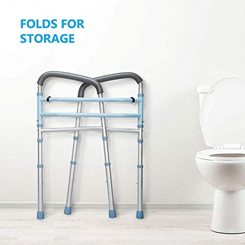 Oasisspace Stand Alone Toilet Safety Rail - Heavy Duty Medical Toilet Safety Frame For Elderly, Handicap And Disabled - Adjustable Bathroom Toilet Handrails Grab Bar, Fit Any Toilet #TOP5