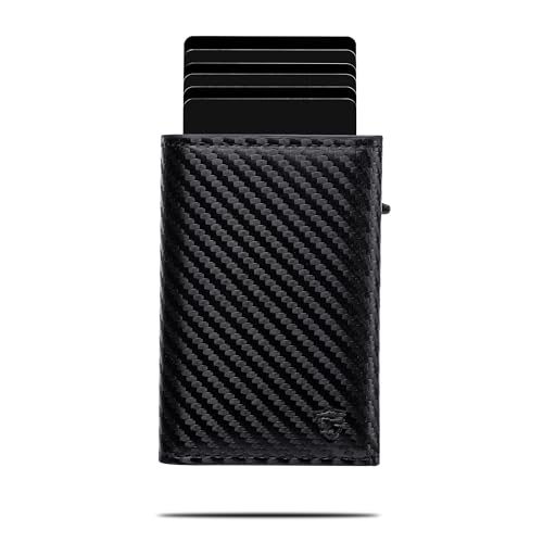 Image of Conceal Plus RFID Wallet for Men with Apple Find My Tracker, Black Carbon | Slim Wallet for Men Stores up to 10 Cards, Wallet Tracker with Cash & ID - Carbon Fiber Design for Organized Daily Essentials