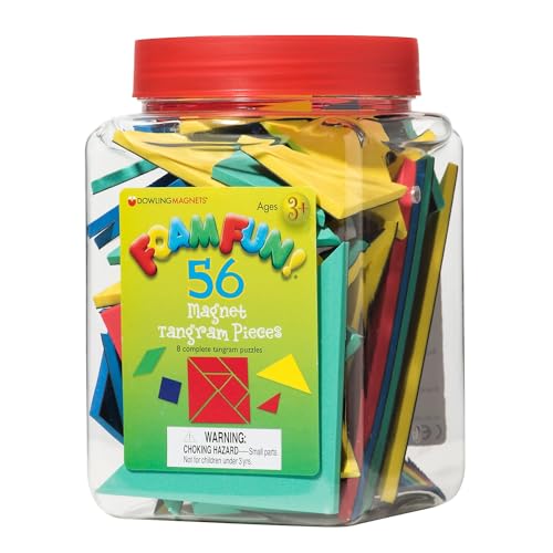 Dowling Magnets Foam Fun! Magnet Tangrams Pieces, Assorted Colors & Sizes (DO-732103)