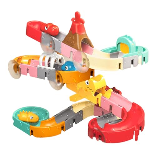 Pista De Bolas para Bañera - Juguete De Construcción De Tobogán Acuático para Niños, Kit De Ensamblaje De Fuerte, Juego De Actividades De Aprendizaje Creativo con Múltiples Piezas, Divertido J