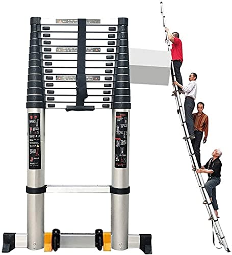 WGOOGA Escalera Alta telescópica portátil 4.6M-7M con Barra estabilizadora Pasos de extensión de Aluminio de Alta Resistencia for Climb Home Loft, Carga 150 kg (Size : 5m/16.4ft) Cover