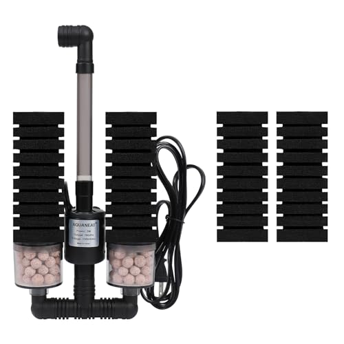 AQUANEAT Aquarium Electric Sponge Filter for Fish Tank with Pump with 2 Extra Sponges Middle up to 40Gal