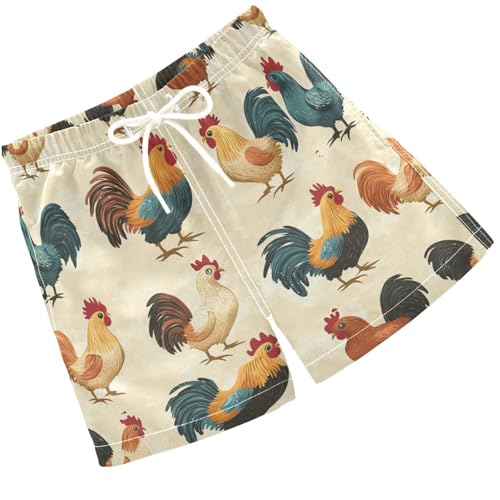 Pigsaly Boys Swim Trunks Cartoon Rooster Various Boys Board Shorts Swimsuit Swimwear Summer Bathing Suit XS Multicolor