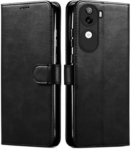 Image of TOUCCH Flip case for iQOO Z9s 5G| Leather Finish Cover & Flexible Stand Design | Card and Money Pocket | Black