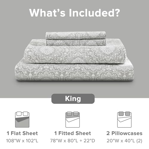 Image of Comfort Spaces 100% Cotton Percale Sheet SetKing Extra Deep Pocket 4 Piece