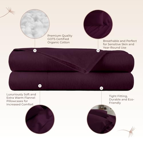 Image of Whisper Organics Organic Cotton Flannel Pillow Case Set (Queen, Aubergine)