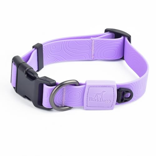 BLACKDOGGY Waterproof Dog Collar Soft Touch PVC Coated Webbing with 3D Topographic Texture Odor Proof Adjustable & Easy to Clean for Daily Comfort (Lavender Large)