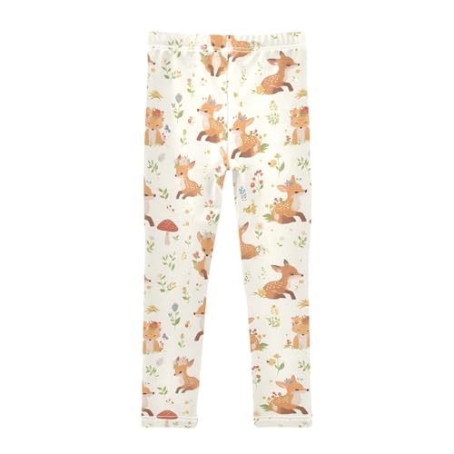 Cute Animal Deer Fox Flower Girls Leggings Soft Stretch Workout Yoga Dance Pants for Kids Casual Tights2