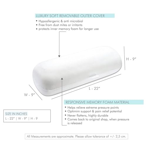 Image of Araami Memory Foam Orthopedic Medium Size Bolster Bed Pillows for Rest and Support with Breathable Zip Cover (22 X 10 X 10 INCH) (bloster Pillow)