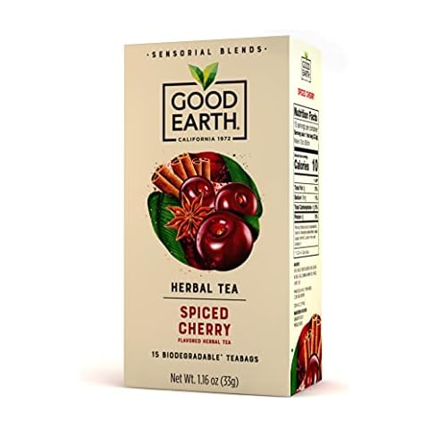 Good Earth Spiced Cherry Flavored Herbal Tea, Sensorial Blend, Natural, 15 Bags (Pack of 5) Cover
