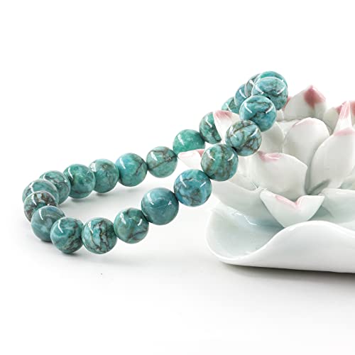 8Mm Gemstone Bracelet Round Beads Crystal Chakra Reiki Healing Elastic Stretch Stone Bracelets For Women Men 7 Inch (Turquoise) #TOP3