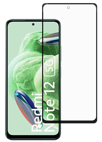 Image of Tempered Glass Screen Protector Compatible for Redmi Note 12 5G with Edge to Edge Coverage and Easy Installation Kit, Pack of 1, Black