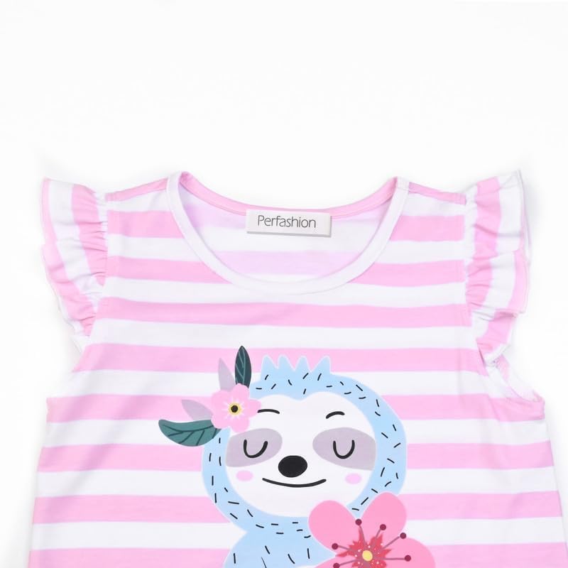 Perfashion 2-Pack Nightgown for Girls Flutter Sleeve Mermaid Pajamas Cotton Sleepwear Dressing gowns - Image 3