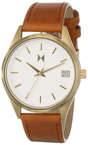 Image of MVMT Leather Analog White Dial Women's Watch-28000412-D, Band Color-Brown