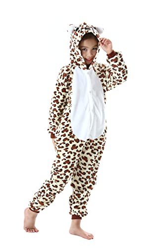 DarkCom Tier Kostüm Onesie Kinder Weihnachten FaschingsKostüm Cosplay Anime Schlafanzu Nachtwäsche Leopardenbär