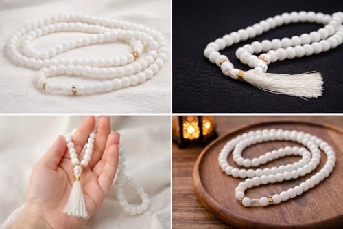 Image of Pure White Crystal Beautiful 100 Beads Tasbih, Islamic Salat /Beads Prayer Tasbeeh for Muslims Crafted for Daily Prayer Needs (Pack of 2) Color - White
