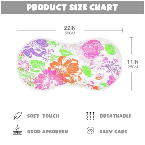 Flowers Lively White Burp Cloths for Babies Burp Rag Cotton Spit Up Rag for Girls Babies4