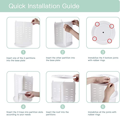 Image of HOUSE OF VIPA 360 Rotating Makeup Organizer, Acrylic DIY Adjustable Bathroom Makeup Carousel Spinning Holder Rack, Large Capacity Cosmetics Storage Box Vanity Countertop (White)
