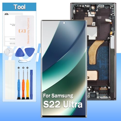 Screen Replacement for Samsung Galaxy S22 Ultra SM-S908B SM-S908U SM-S908A 6.8 LCD Touch Screen Digitizer Assembly Display with Tools(No Fingerprint)