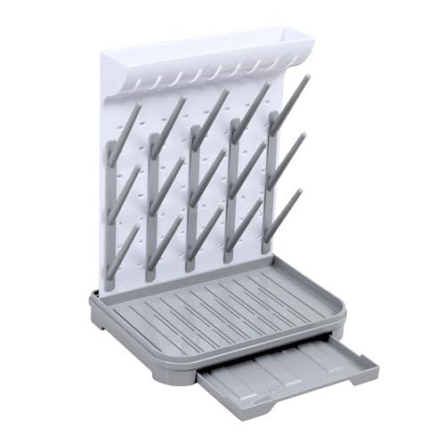 Image of Velakade Baby Bottle Drying Rack – Large Vertical Bottle Dryer for 15 Bottles, Space-Saving Countertop Rack for Baby Bottles & Accessories, Compact Holder for Newborn Essentials