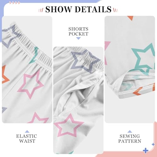 Boys' Pants Doodle Colorful Outline Stars Long Bottoms Jogger Pants Elastic Waist Trousers with Pockets S-XL4