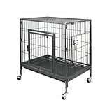 Suchown 28' Heavy Duty Dog Crate, Escape Proof Double Dog Kennel with Removable Trays & Lockable...